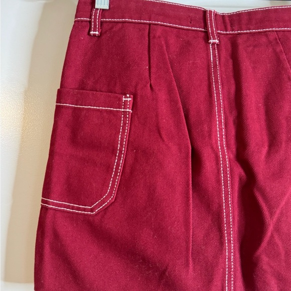 Stylish Red Denim Utility Skirt - Picture 6 of 8